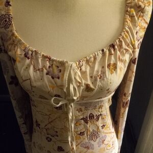 New,original tag& goldplate free people floral long sleeve knit stretch top l